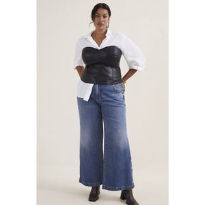 NEW Anthropologie Eri + Ali Faux Leather Bustier Top - Size 2X Plus